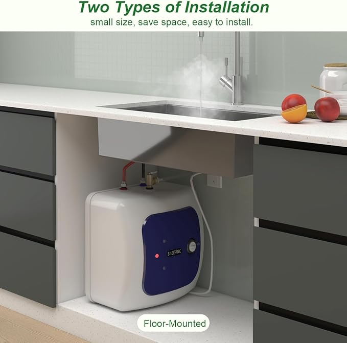 110V-120V 1500W Small Electric Under Sink Tank 8 Gallon Hot Water Heater Storage,Food Trucks Instant RV TR Trailer Kitchen Compact,Wall or Floor Mounted, Easy to Install,30L