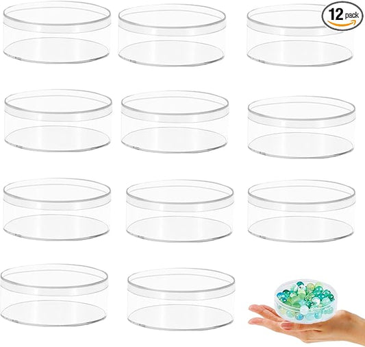 KissYou Acrylic Box Clear Round Box with Lid 12 Packs Small Mini Round Container Cookie Candy Sweets Easter Party Favor Gifts Box