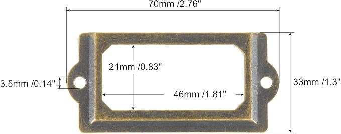 uxcell Metal Label Holders, 70x33mm 60pcs File Name Card Tag Label Holder Frame for Office Library Drawer Cabinet Shelves, Bronze Tone