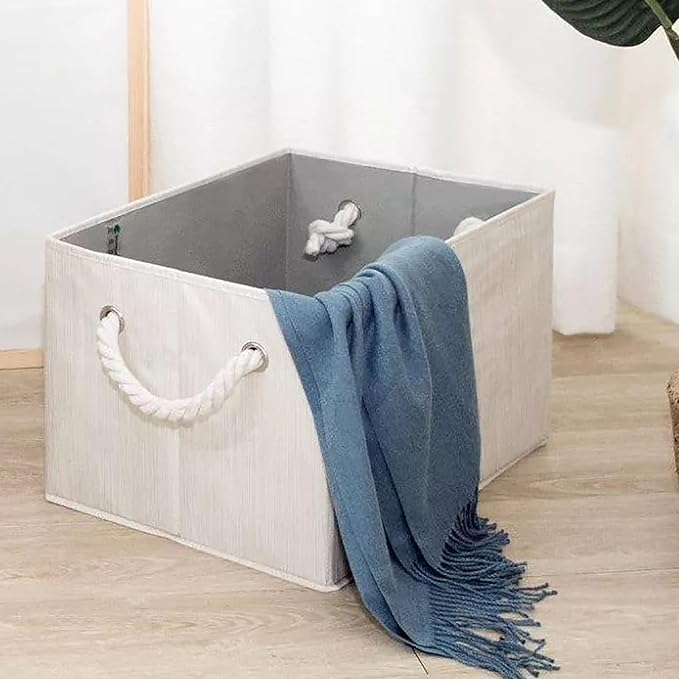 Pack of 2 Large Modern Rectangular Storage Bins, Sturdy Foldable Fabric Closet Organizer System with Flip Top Lids, 16.3" x 12" x 10.24"