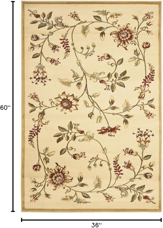 Safavieh LNH552 Lyndhurst Collection Traditional Oriental Round Area Rug Ivory/Multi/5' 3''L x 3' 3''W/Small Rectangle