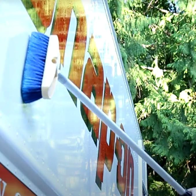 8 Inch Blue Obround Medium Soft Flow Through Scrub Brush with Flagged Ends for Car and House Cleaning, Car Wash Brush for RV's and Larger Vehicles.