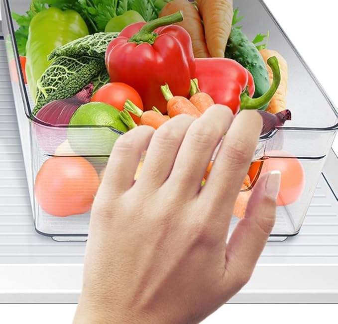 Sorbus Fridge Bins and Freezer Bins Refrigerator Organizer Stackable Food Storage Containers BPA-Free Drawer Organizers for Refrigerator Freezer and Pantry (Pack of 4)