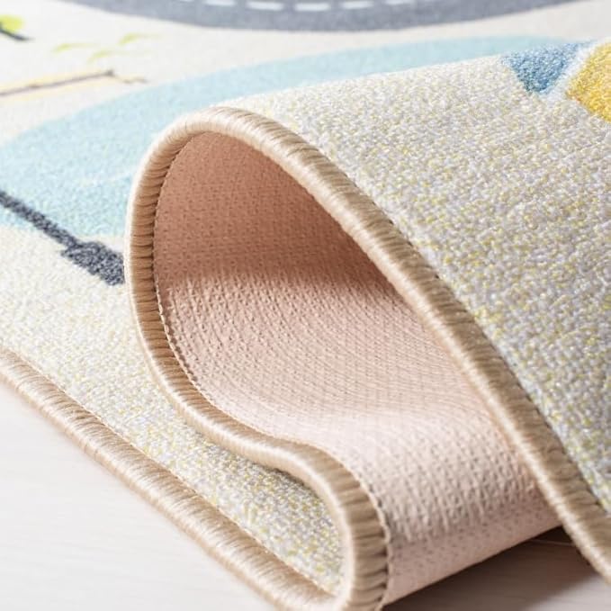 SAFAVIEH Washable Rug Kids Playhouse Collection - 3'3" x 5'3", Beige & Green, Slip Resistant & Easy to Clean, Ideal for Kids Room, Playroom, Nursery, Boys & Girls Room (KPH227A)