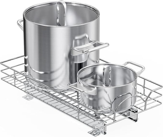 LOVMOR Pull Out Cabinet Organizer and Storage 11" W x 18" D, Slide Out Shelves for Kitchen Cabinets