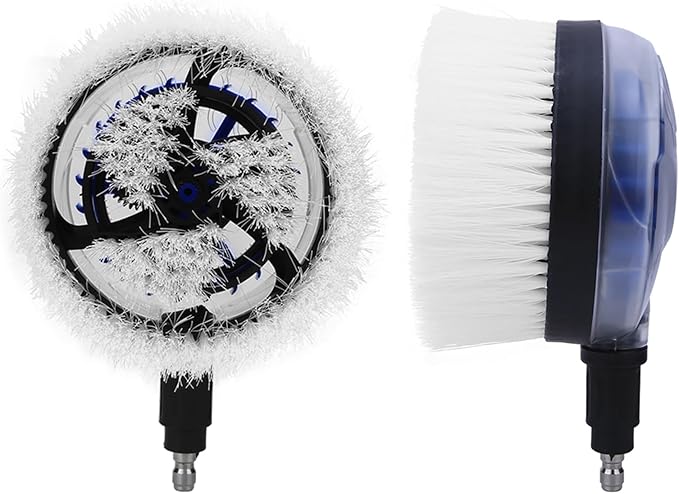 Rotary Wash Brush, 360 Degrees Fan Shaped Power Washer Attachment with 1/4 Quick Connector for High Pressure Water Gun