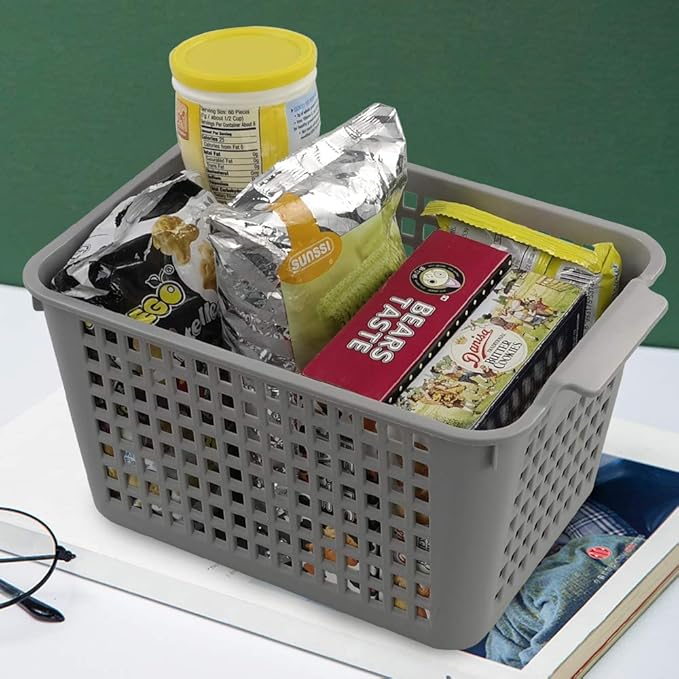 Deep Plastic Storage Basket, 6 Packs