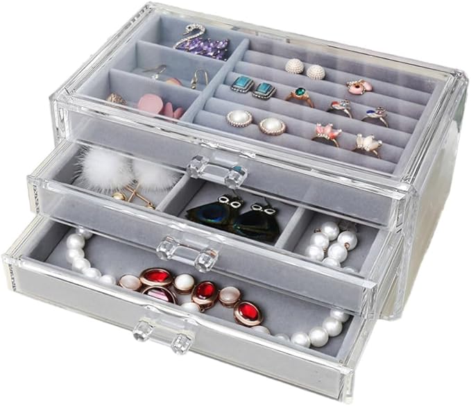 FRCOLOR Professional Makeup Organizer Box Acrylic Jewelry Storage Rack Makeup Case