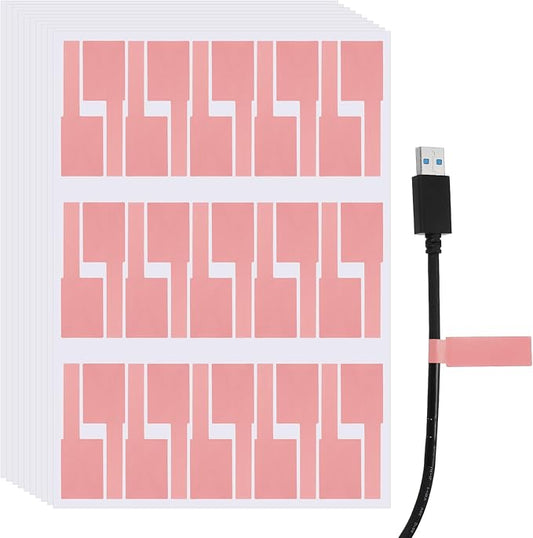 uxcell 300 Pcs Cable Labels, Waterproof Wire Cord Labels Tags, Cord Organizer Management Tags for Charger Cable Organizer Wire Markers Printer and Handwriting, Pink