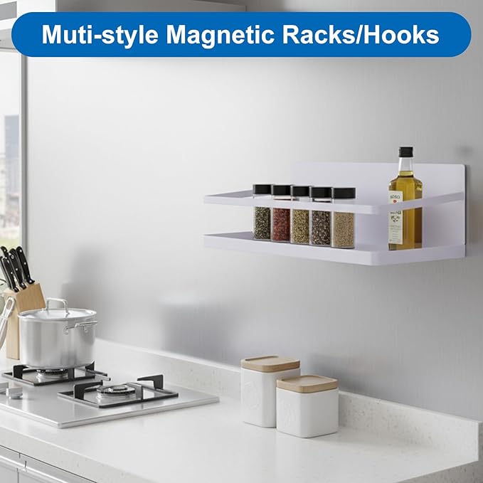 MAQUITA 2 Pack Magnetic Spice Rack Refrigerator Side Magnetic Spice Rack Kitchen Shelf Fridge Shelf Perfect Space Saver for Kitchen