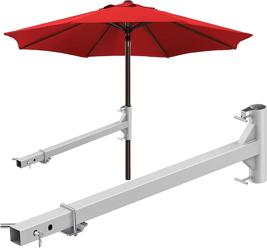 Dolibest Hitch Mount Umbrella Holder for Cars, SUVs & Trucks - Rust-Proof Portable Outdoor Umbrella Stand for Road Trips, Tailgating, Beach & Camping - Fits 1" to 2" Umbrella Poles- White