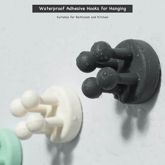 iBetterLife Self-adhesive Silicone Hook Holders - 6Pcs Mounted to Wall for Clipping Hanging Toothbrush Razor Towel Key Plug Cable, Utility Holders for Kitchen Bathroom Home Office Dorm Room Essentials