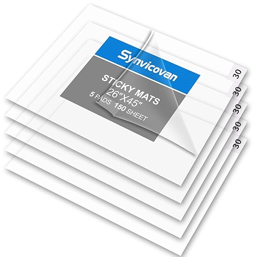 26" x 45" Transparent Sticky Mat Tacky Pads Adhesive Floor Mat (5 Packs,150 Sheets,30 Sheets/Pack） for Cleanroom Laboratory Hospital Construction Pets Home Indoor Gymnasium and Workshop