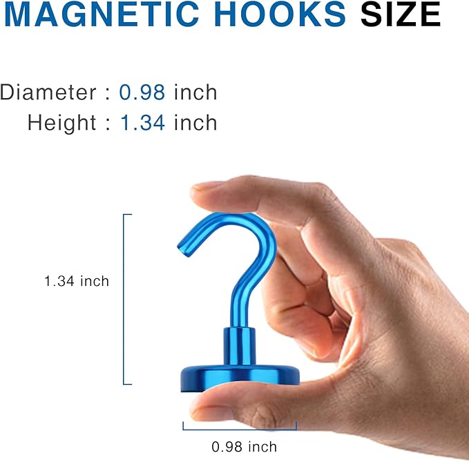 LOVIMAG Cruise Ship Essentials, 85Lb Magnetic Hooks for Cruise Cabins, Strong Magnetic Hooks for Hanging, Refrigerator, Celling, Grill, Fridge, Kitchen-12Pack