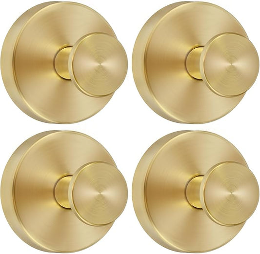 Gold Suction Cup Hooks for Shower Heavy Duty Wreath Hangers for Front Door Waterproof Shower Hooks for Inside, No Drill Towel Hooks for Bathroom Kitchen, Glass Doors, Windows (4, Brushed Gold)