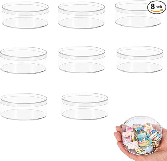 KissYou Small Acrylic Box Round Storage Box with Lid Clear Round Flower Boxes Transparent Circle Plastic Box with Lids Home & Office Wedding Display Box