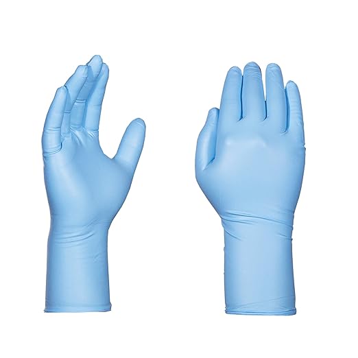 HD Medical Blue NitrileGloves - 8 mil, 12 inches Long, Latex Free, Powder Free, Textured, Disposable, Non-Sterile, Medium,GPNHD64100-BX, Box of 50
