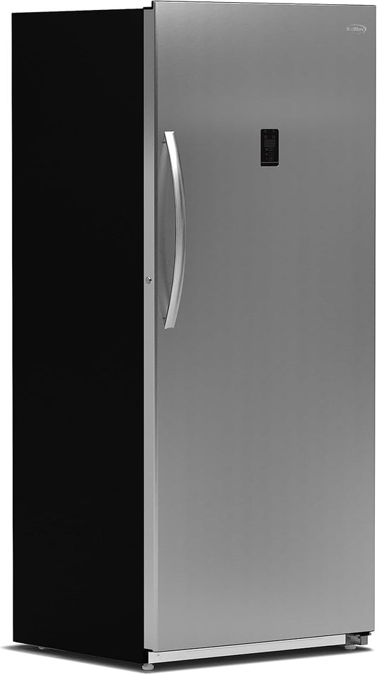 KoolMore 21 cu. ft. Upright Convertible Freezer/Refrigerator, 2-in-1 Appliance, Great Storage for Fresh or Frozen Food and Drinks, Clear Shelves and Drawers [Silver] (KM-RUF-21S)