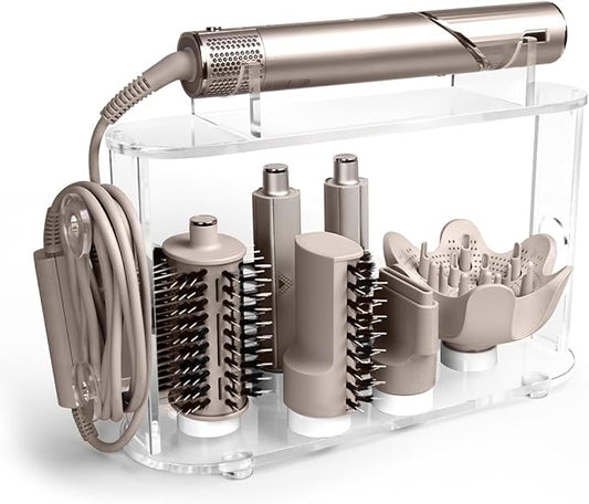 Affogato Storage Holder Compatible with Dyson Airwrap Shark FlexStyle Flexfusion, Acrylic Airwrap Organizer Stand, Countertop Display Rack for Long Barrels & Diffuser Nozzles Attachments