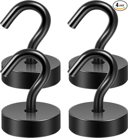 Neosmuk Magnetic Hooks, Cruise Ship Essentials, 40lb+ Heavy Duty Magnetic Hooks for Cruise Cabins, Refrigerator, Grill, Hanging, and Travel | Extra Strong Must-Haves Magnet Hook,Black