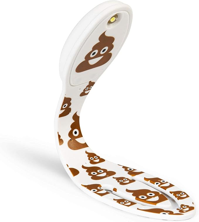 Gifts for Readers & Writers Book Light, Clip On Reading Light for Bed, 2in1 Flexilight & Bookmark, Small & Lightweight with a Soft Glow, 2 Batteries Included, Light Poo