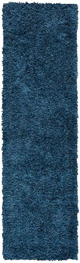 SAFAVIEH August Shag Collection Runner Rug - 2' x 9', Navy, Solid Design, Non-Shedding & Easy Care, 1.5-inch Thick Ideal for High Traffic Areas in Living Room, Bedroom (AUG200M)
