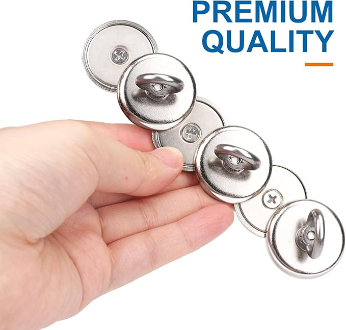 E BAVITE Magnetic Hooks, Heavy Duty Magnetic Hooks with Countersunk Hole Eyebolt, Perfect for Home, Kitchen, Workplace, Office and Garage, Pack of 6