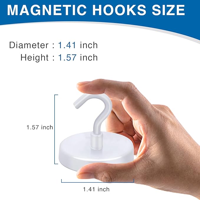 LOVIMAG Cruise Essentials, 170Lbs Cruise Door Magnets, White Magnet Hooks for Cruise Cabin Strong Magnetic Hooks for Hanging, Refrigerator, Celling -6 Pack
