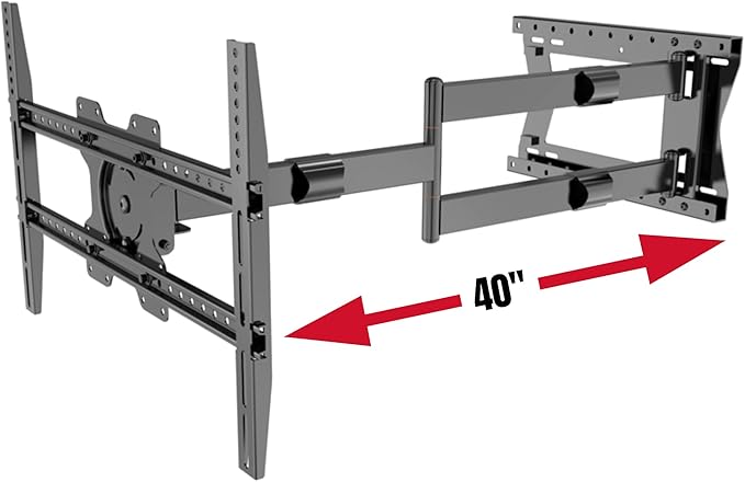 Physix 2100 Long arm TV Wall Mount for 32-75 Inch Screens Extra Long Extension up to 40 Inch Heavy-Duty TV Mount Holds up to 88 lbs Full-Motion, Swivels up to 180° Max. VESA 600x400, Black