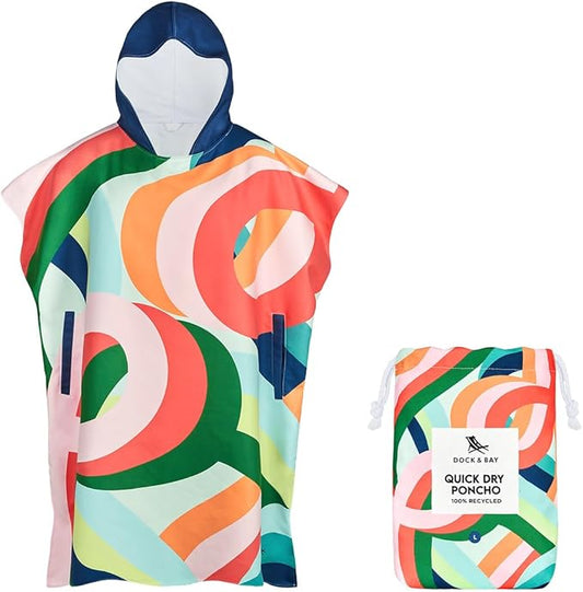 Dock & Bay Adult Poncho - Hooded Towel with Deep Pockets, Changing Robe - Quick Dry - Compact, Lightweight - Includes Bag