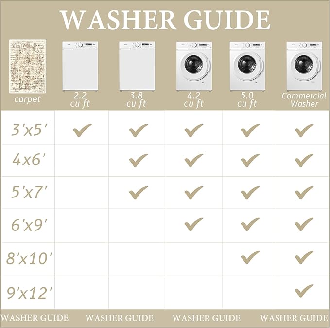 Madane 8x10 Area Rugs for Living Room, Machine Washable Vintage Natural Rug with Anti-Slip Backing, Soft Large Throw Rugs, Low Pile Carpet for Bedroom Dining Room Farmhouse Brown