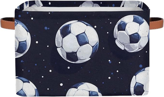 Cubes Storage Baskets,Soccer Sport Foldable Storage Box,Waterproof Open Shelf Organizer Bin for Kid Clothes Toy Empty Gift Baskets