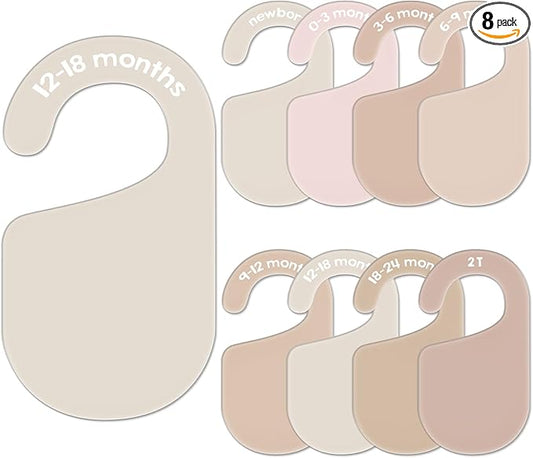 JarThenaAMCS Acrylic Baby Closet Size Dividers Neutral Solid Hanging Clothes Dividers Baby Closet Organizers Thicken Baby Wardrobe Organizers for Home Nursery, 6.7 x 3.7 Inch, 8Pcs