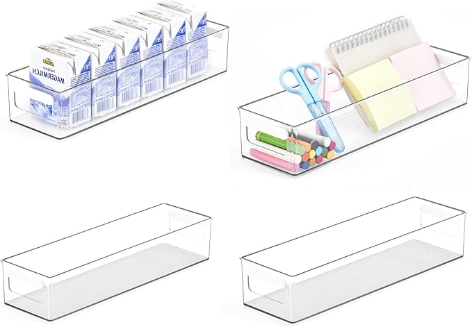 vacane Clear Refrigerator Organizer Bins Plastic Food Storage Fridge Organizer Pantry Organization Container for Pantry,Bathroom,Kitchen