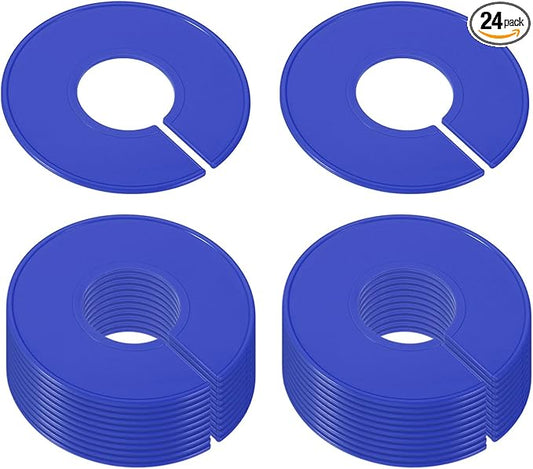PATIKIL Clothes Dividers, 24 Pack Clothing Rack Size Dividers Blank Labels Sorting Round Separator for Closet, Dark Blue