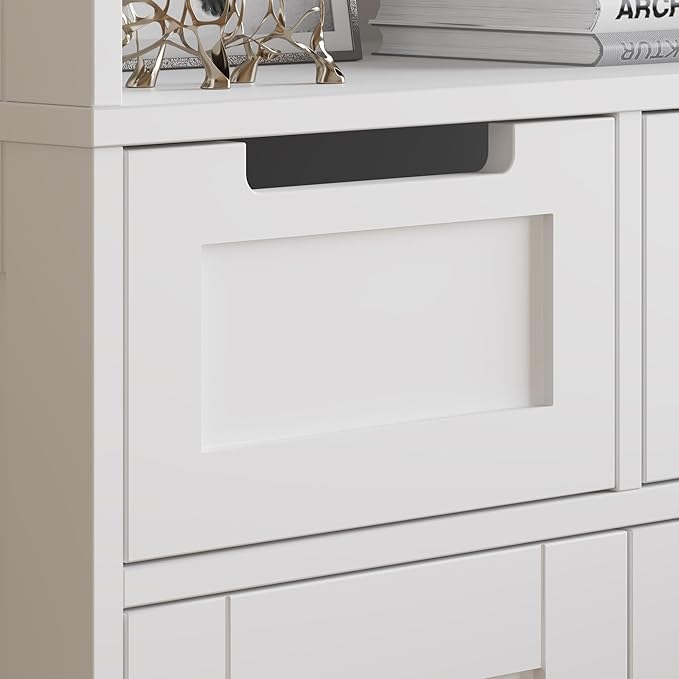 Karl home Tall Bathroom Storage Cabinet, 67" Linen Cabinets for Laundry, Bathroom Cabinet with 2 Drawers, 2 Acrylic Doors & Adjustable Shelves, Freestanding Kitchen Pantry, White