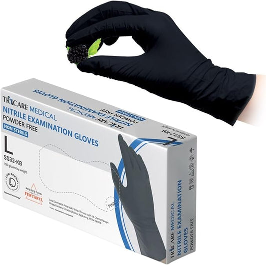 Nitrile Exam Gloves, Low Derma, Chemo Drug Tested, Latex free, Powder free, Berry Black, 3.5 Mil, S/M/L/XL