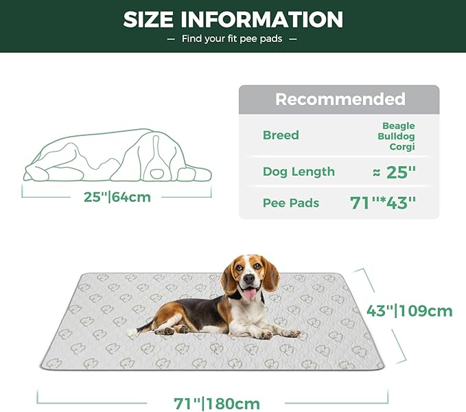 FXW Washable Pee Pads for Dogs, Puppy Pads with Super Absorbent, Specifically Designed for FXW Rollick/Homeplus 32/40/45inch 6 Panels Dog Playpen, 43" x 71" Rectangle, Khaki, 2 Packs