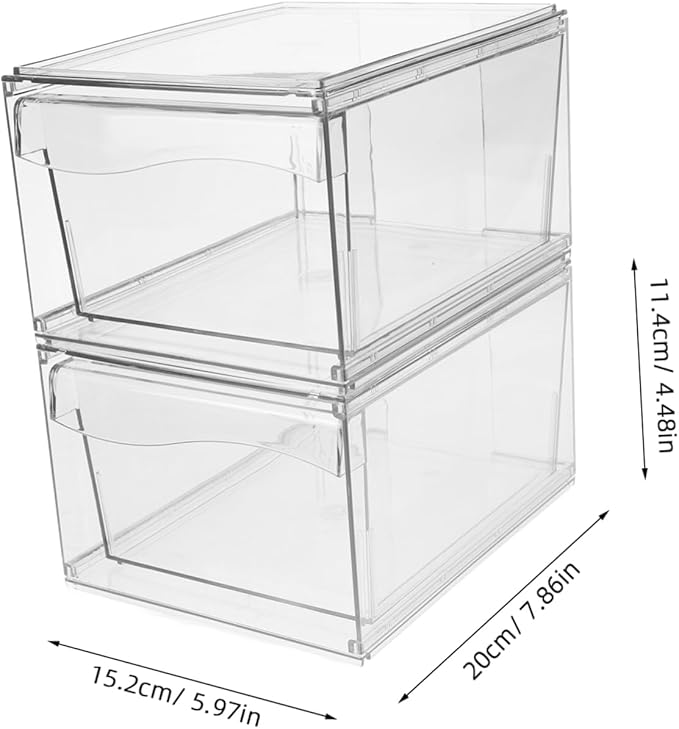 2pcs Acrylic Makeup Organizer Stackable for Desktop Storage for Cosmetic Organization and Bathroom Accessories