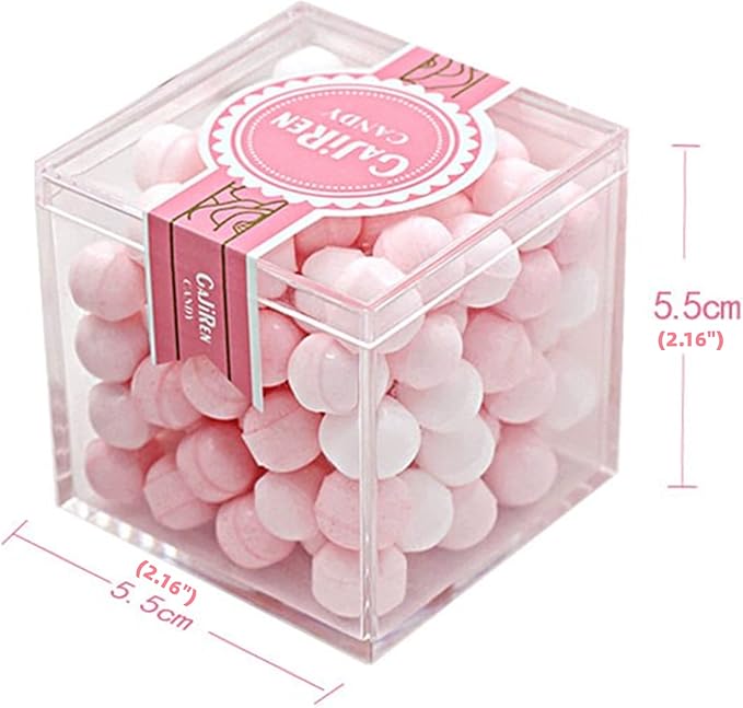 Acrylic Box Clear Display Box with Lid 48 Pack Acrylic Square Cube Candy Container Small Plastic Storage for Candy Pill and Tiny Jewelry