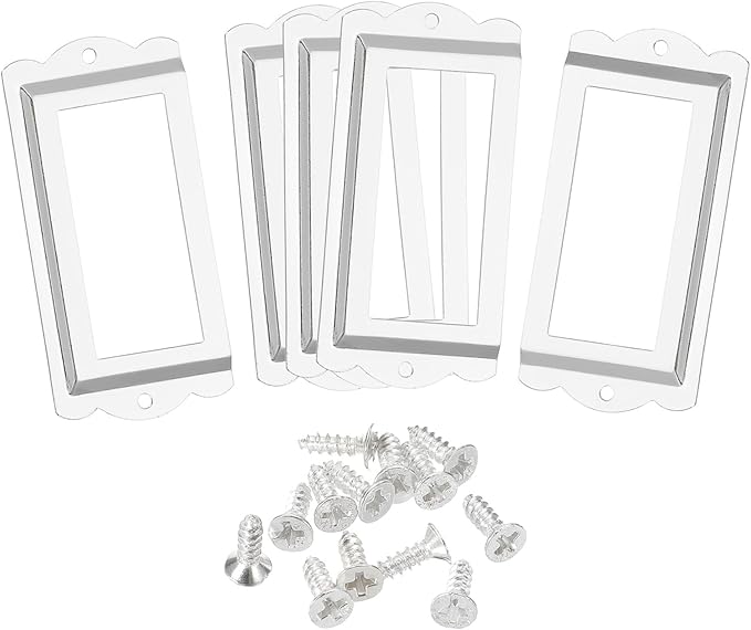 uxcell Metal Label Holders, 85x40mm 5pcs File Name Card Tag Label Holder Frame for Office Library Drawer Cabinet Shelves, Silver Tone