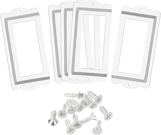 uxcell Metal Label Holders, 85x40mm 5pcs File Name Card Tag Label Holder Frame for Office Library Drawer Cabinet Shelves, Silver Tone