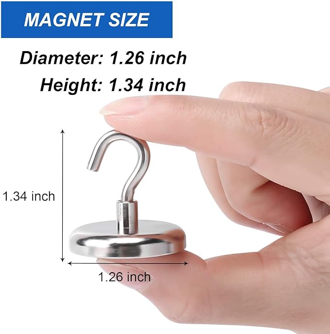 LOVIMAG 120LBS Heavy Duty Magnetic Hooks, Strong Neodymium Magnet Hooks for Home, Kitchen, Workplace, Office 32mm-12p
