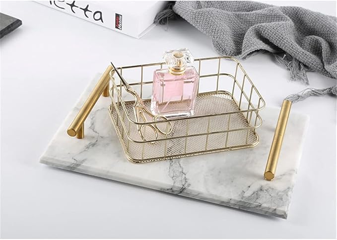 Home Nordic Style Marble Shelf Storage Tray Bathroom Wash Tray Exquisite Cup Tray Decoration Accessories (Color : D) (D)
