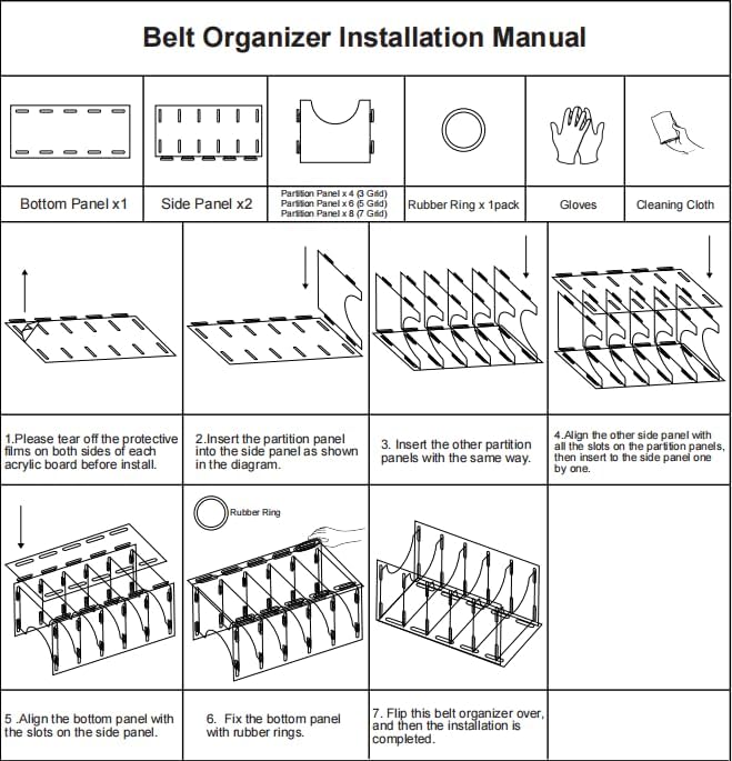 ECOSEAO Belt Organizer, Acrylic Belt Storage Holder for The Closet, Display Case for Tie and Bow Tie (7 Ties)