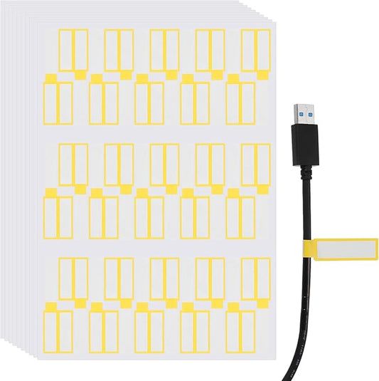 uxcell 300 Pcs Cable Labels, Waterproof Wire Cord Labels Tags, Cord Organizer Management Tags for Charger Cable Organizer Wire Markers Printer, Yellow
