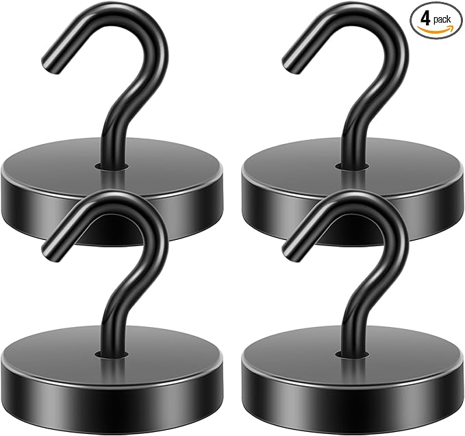 Neosmuk Magnetic Hooks, Cruise Ship Essentials, 100lb+ Heavy Duty Magnetic Hooks for Cruise Cabins, Refrigerator, Grill, Hanging, and Travel | Extra Strong Must-Haves Magnet Hook,Black
