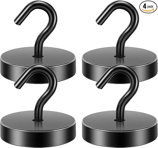 Neosmuk Magnetic Hooks, Cruise Ship Essentials, 100lb+ Heavy Duty Magnetic Hooks for Cruise Cabins, Refrigerator, Grill, Hanging, and Travel | Extra Strong Must-Haves Magnet Hook,Black