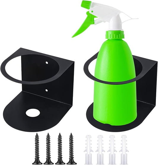 2 Pcs Spray Bottle Holder Wall Mount Bottle Organizer Spray Can Holder Organizer for Garage and Workspace Stainless Steel Easy Install Craft Workspace Paint Rack with Hardware (Black)