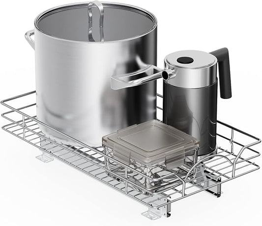 LOVMOR Pull Out Cabinet Organizer and Storage 9" W x 21½" D, Slide Out Shelves for Kitchen Cabinets